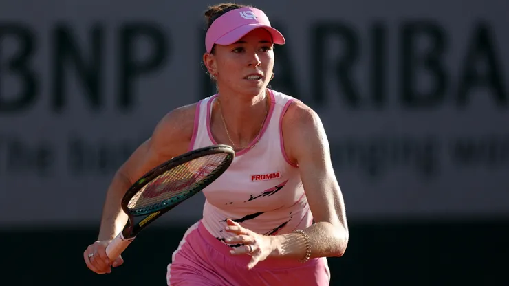 Simona Waltert during their Women's Singles first round match at the 2026 French Open
