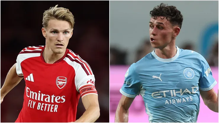 Martin Odegaard of Arsenal and Phil Foden of Manchester City.