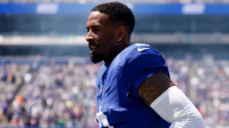 Odell Beckham Jr. #3 of the New York Giants looks on prior to the pre-season game.