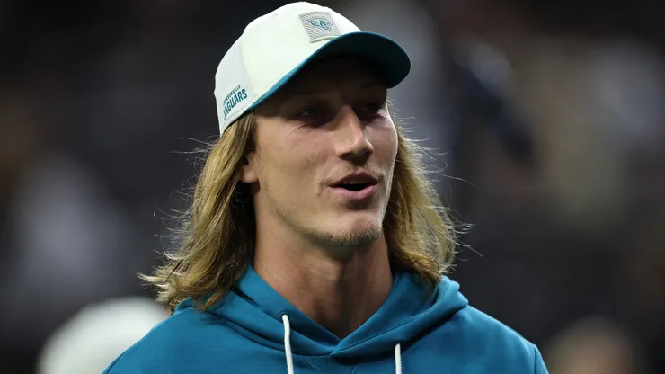 Trevor Lawrence #16 of the Jacksonville Jaguars looks on prior to the game against the New Orleans Saints.