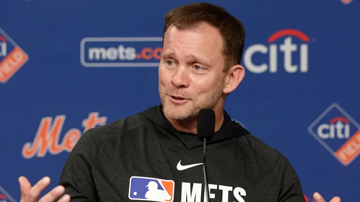 Interim Manager Andy Green #70 of the New York Mets speaks to the media.