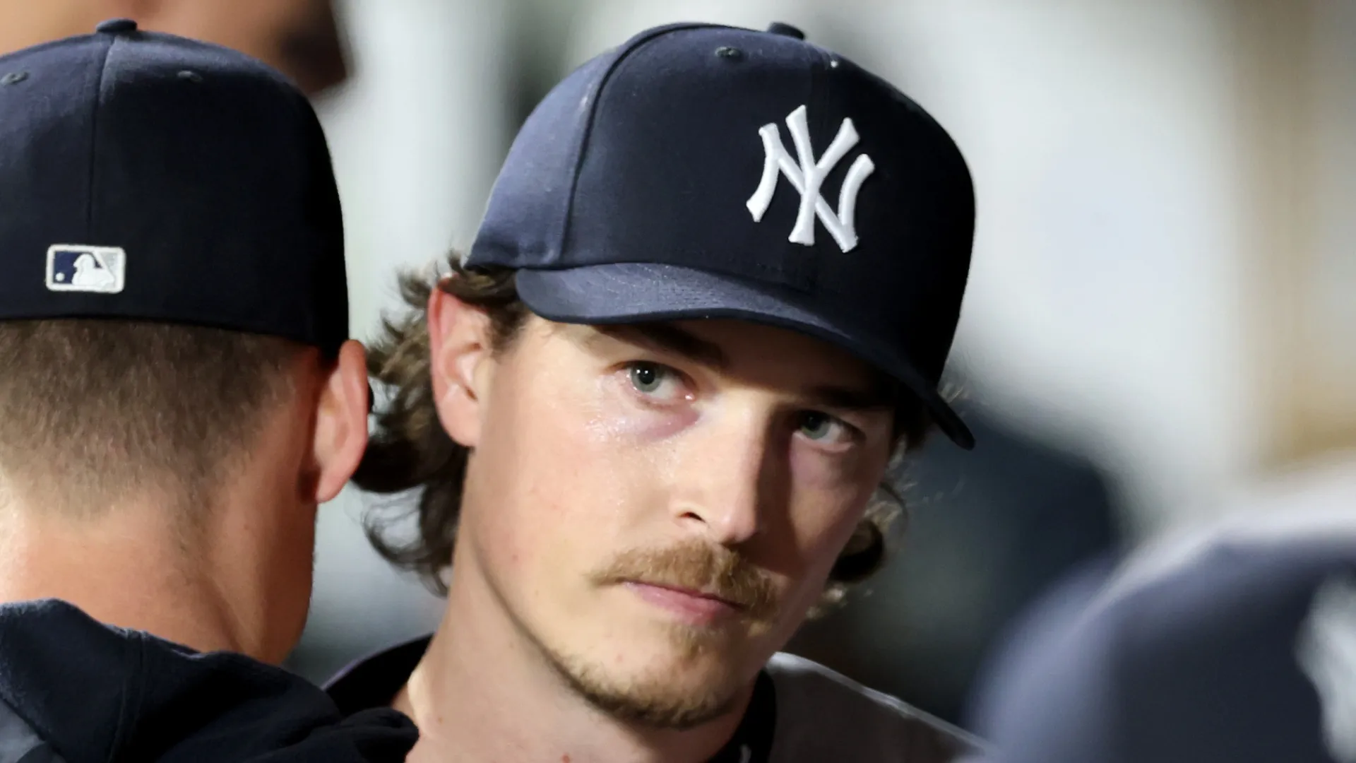 Max Fried #54 of the New York Yankees reacts as he finishes the seventh inning against the Seattle Mariners at T-Mobile Park on March 31, 2026 in Seattle, Washington.