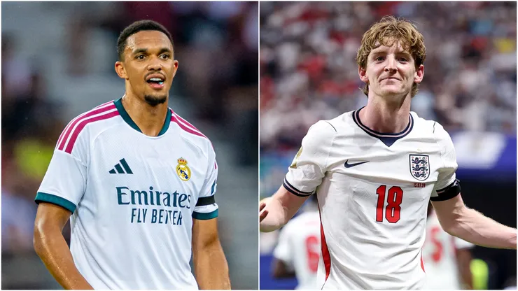 Trent Alexander-Arnold (left) and Anthony Gordon.