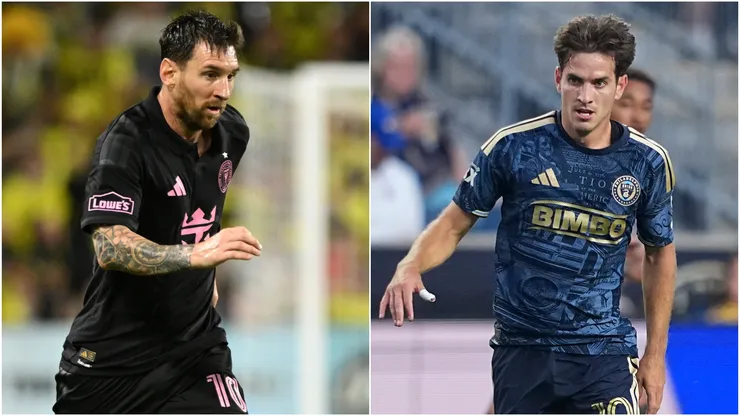 Lionel Messi (L) Milan Iloski (R).