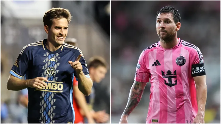 Milan Iloski (L) Lionel Messi (R).