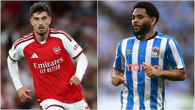 Kai Havertz of Arsenal and Jay Dasilva of Coventry City