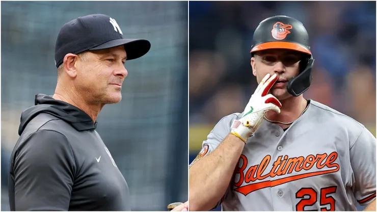 Aaron Boone of the New York Yankees and Pete Alonso of Baltimore Orioles.