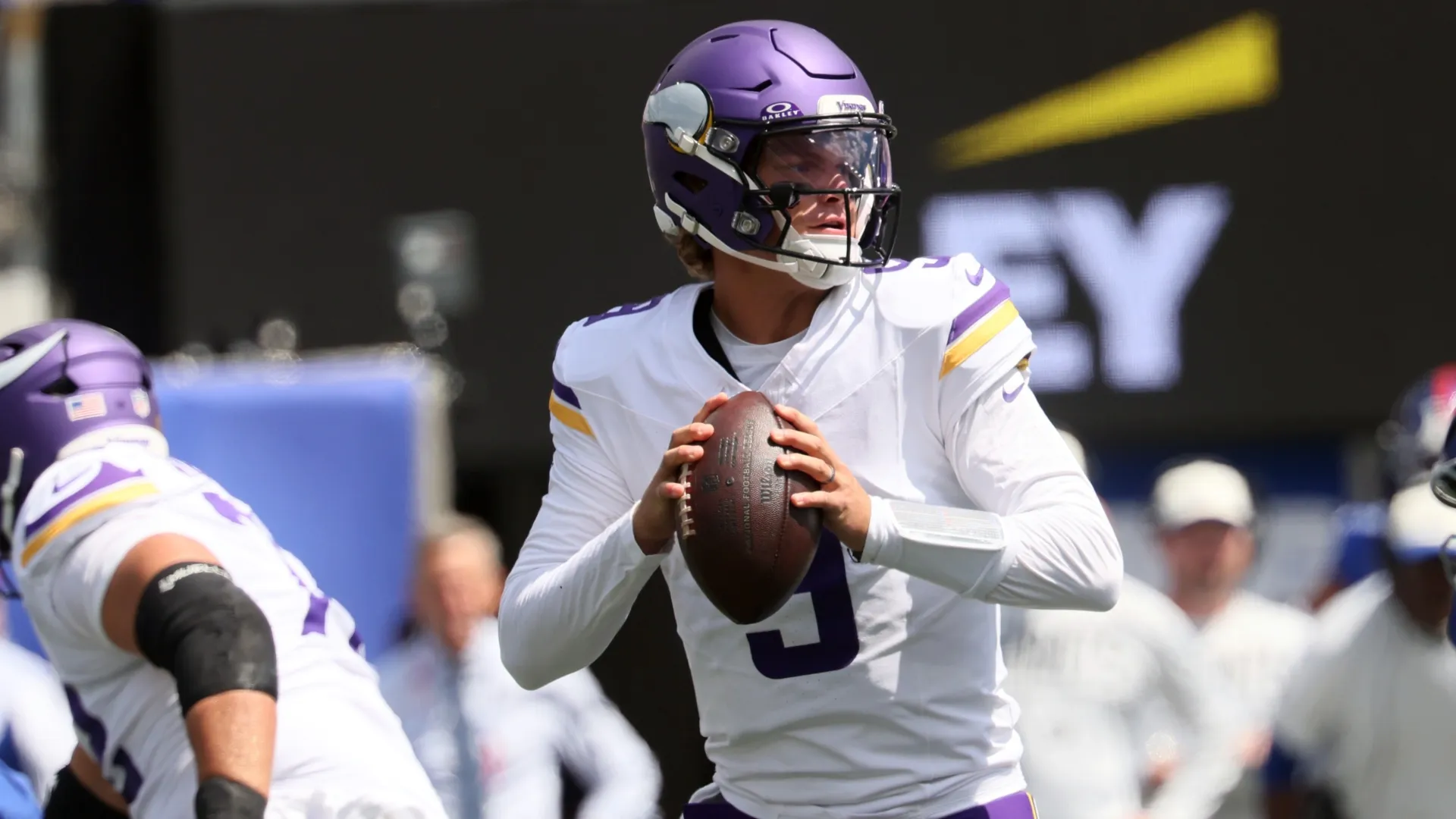 J.J. McCarthy #9 of the Minnesota Vikings (Source: Mike Coppola/Getty Images)