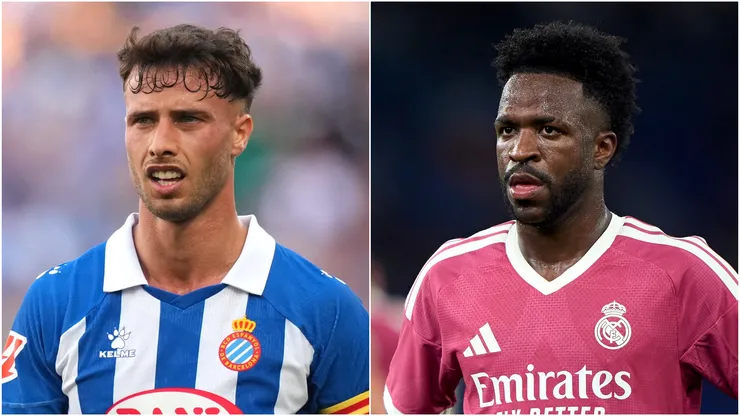 Javi Puado of Espanyol and Vinicius Jr. of Real Madrid.