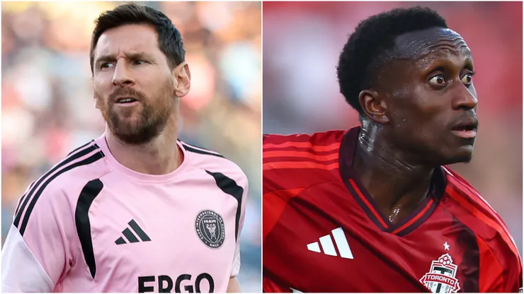 Lionel Messi of Inter Miami and Richie Laryea of Toronto FC.