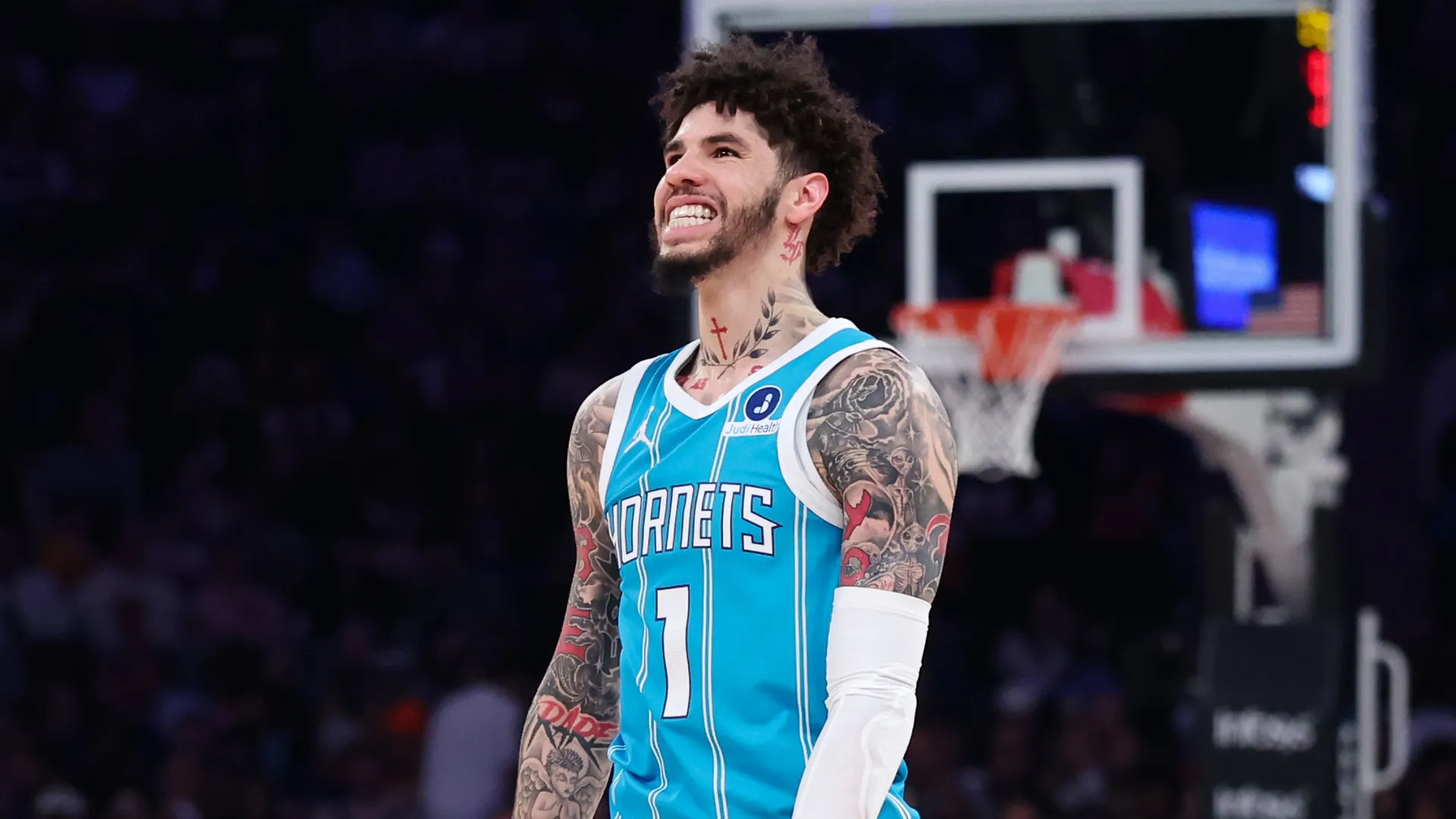 Lamelo Ball during a Charlotte Hornets game.