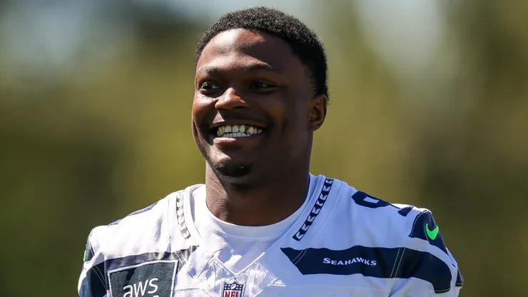 Bud Clark #9 of the Seattle Seahawks smiles during practice.