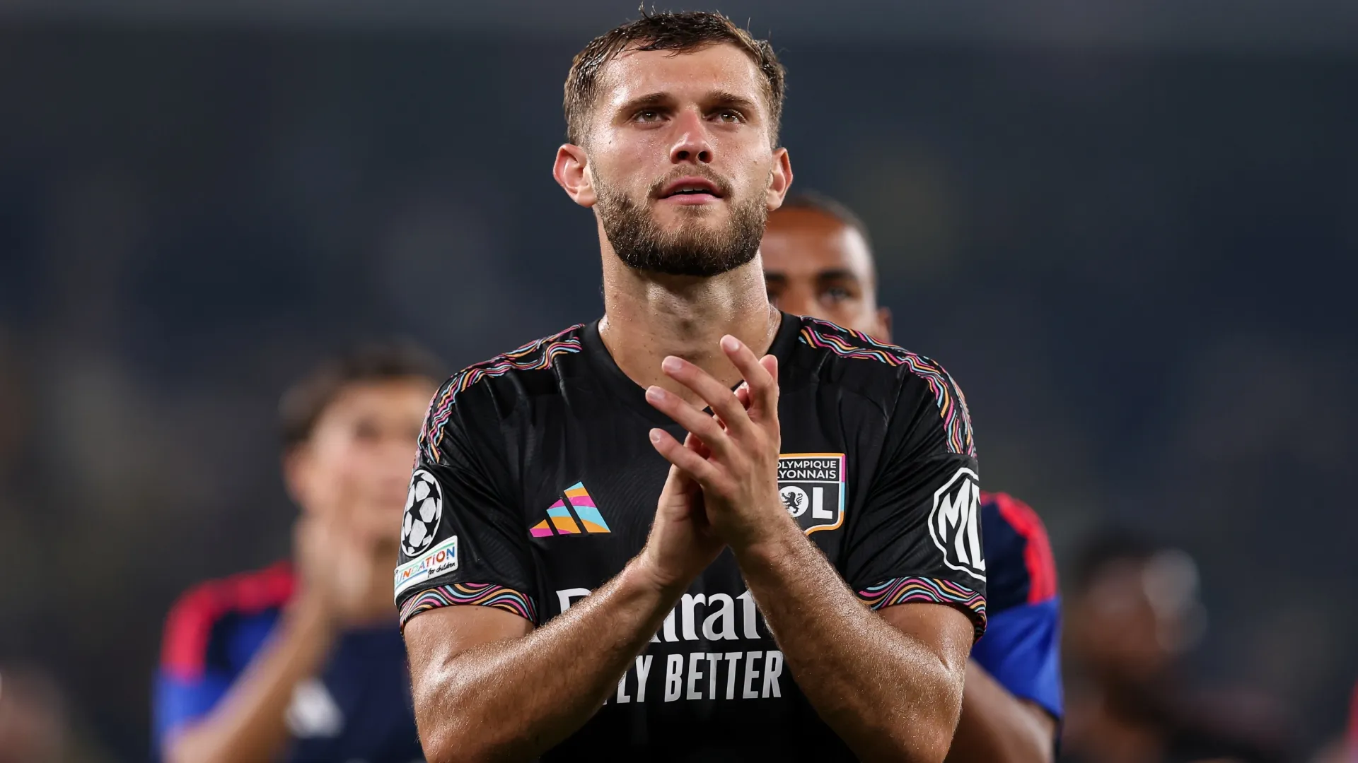 Tanner Tessmann of Lyon during the UEFA Champions League 2026/27 play-offs first leg match (Source: Ahmad Mora/Getty Images)
