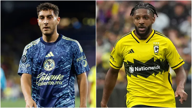 Sebastian Caceres #4 of Club America and Steven Moreira #31 of the Columbus Crew