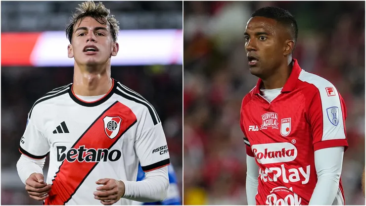 Joaquin Freitas of River Plate and Hugo Rodallega of Independiente Santa Fe