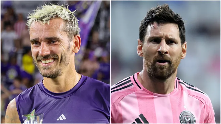Antoine Griezmann of Orlando City and Lionel Messi of Inter Miami.