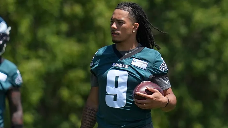 Makai Lemon #9 of the Philadelphia Eagles look on during mandatory minicamp.