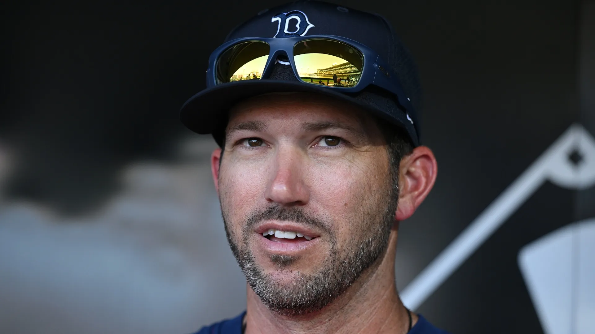 Chad Tracy of the Boston Red Sox speaks to media prior to the game against the Chicago White Sox at Rate Field on July 08, 2026 in Chicago, Illinois.