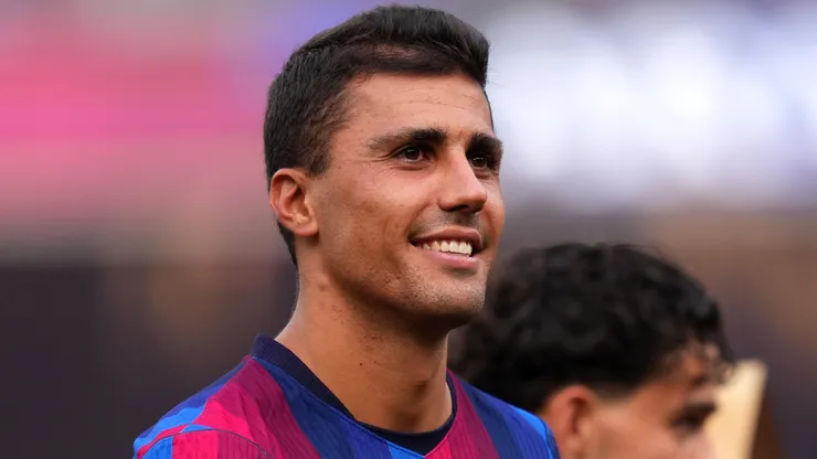 Rodri of FC Barcelona, reacts on the pitch.