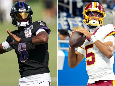 Who are the starting QBs for Ravens vs Commanders today?