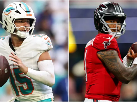 Who are the starting QBs for Dolphins vs. Falcons today?