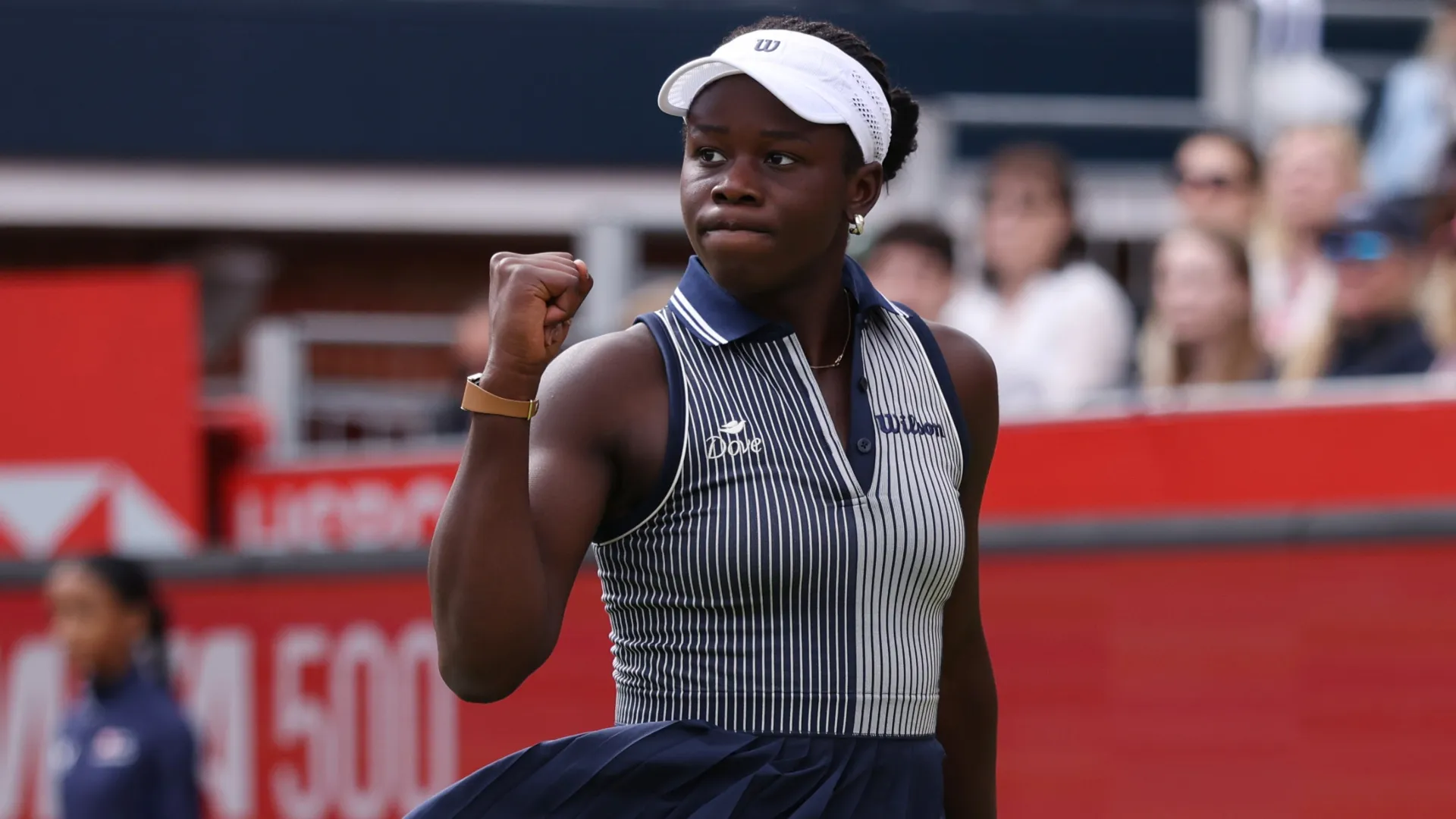 Victoria Mboko during the Women’s Singles second round match on Day Three of the HSBC Championships (Source: Paul Harding/Getty Images)