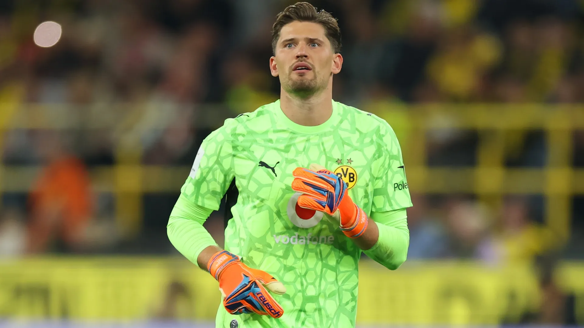 Gregor Kobel of Borussia Dortmund during the Franz Beckenbauer Supercup match (Source: Alex Grimm/Getty Images)