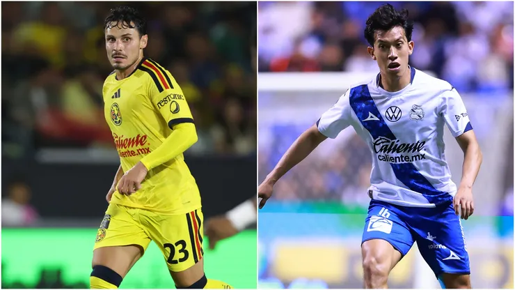 Raphael Veiga of Club America and Alonso Ramirez of Puebla