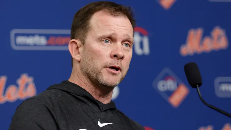 Interim Manager Andy Green #70 of the New York Mets speaks.
