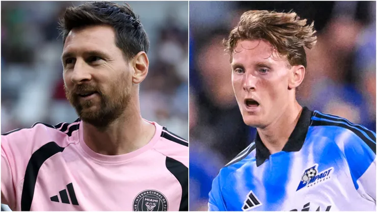 Lionel Messi of Inter Miami and Brandan Craig of CF Montreal.