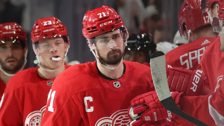 Dylan Larkin of the Detroit Red Wings at Little Caesars Arena in Detroit, Michigan.