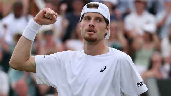 Toby Samuel on day two of The Championships Wimbledon 2026 (Source: Clive Brunskill/Getty Images)