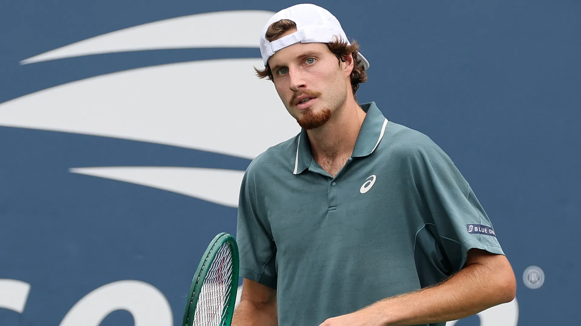 Toby Samuel during the Men’s Singles First Round match on Day One of the 2026 US Open (Source: Sarah Stier/Getty Images)