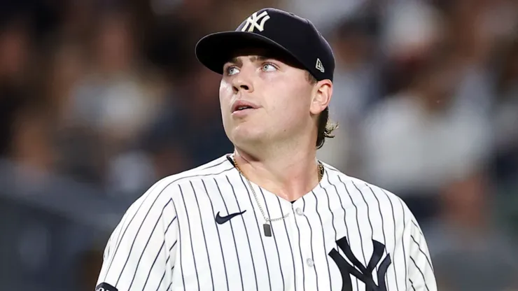 Ryan Weathers #40 of the New York Yankees in action.