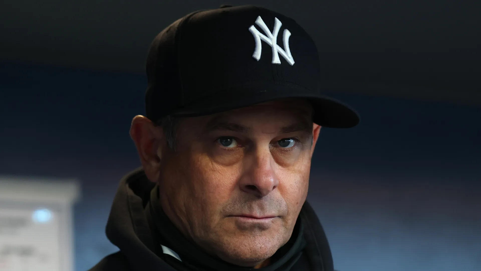 Manager Aaron Boone of the New York Yankees looks on before the game against the Seattle Mariners at T-Mobile Park on March 30, 2026 in Seattle, Washington.