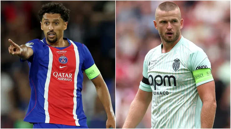 Marquinhos of Paris Saint-Germain and Eric Dier of AS Monaco