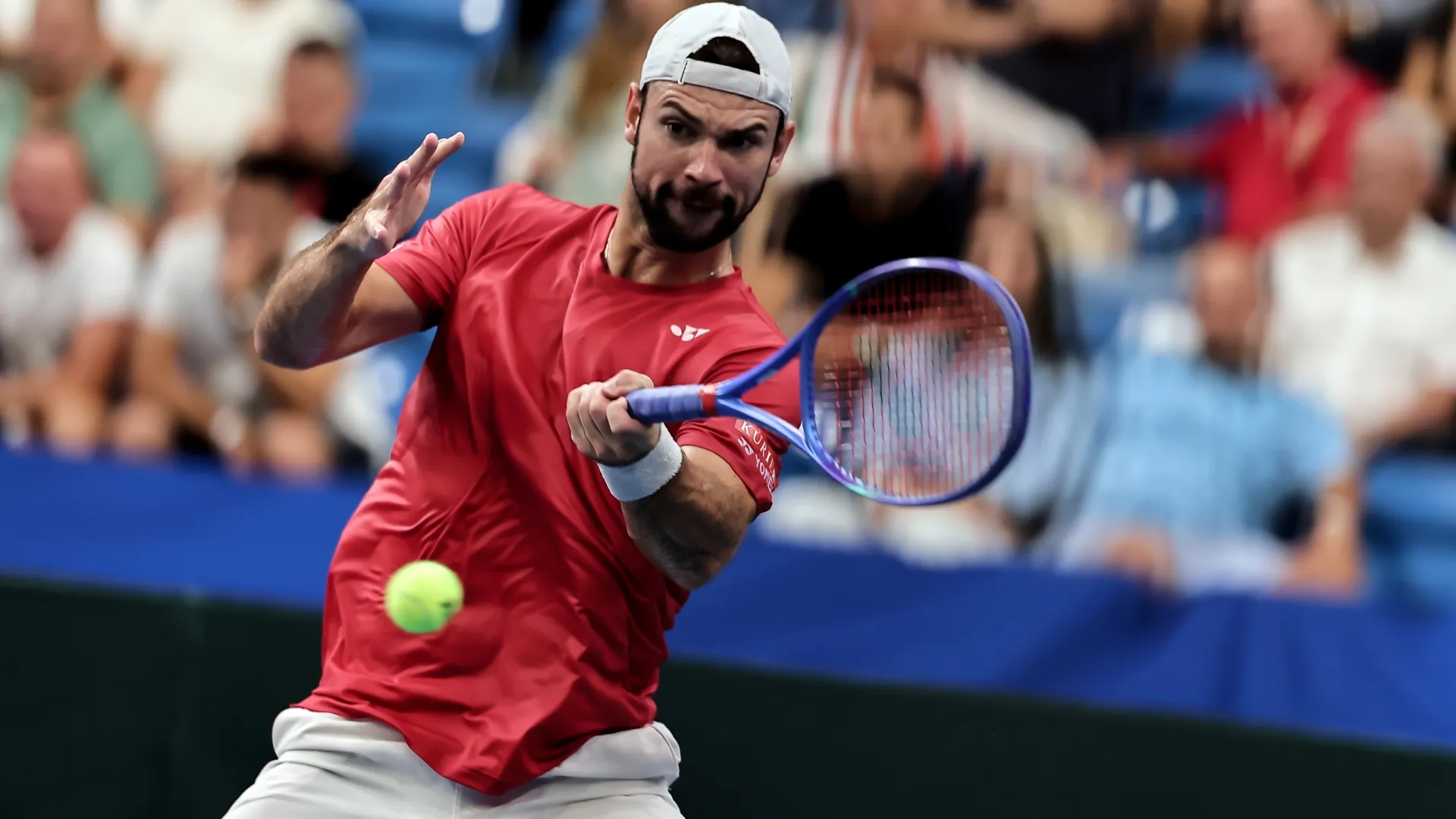 Jurij Rodionov during the 2025 Davis Cup Qualifier second round match (Source: David Balogh/Getty Images for ITF)