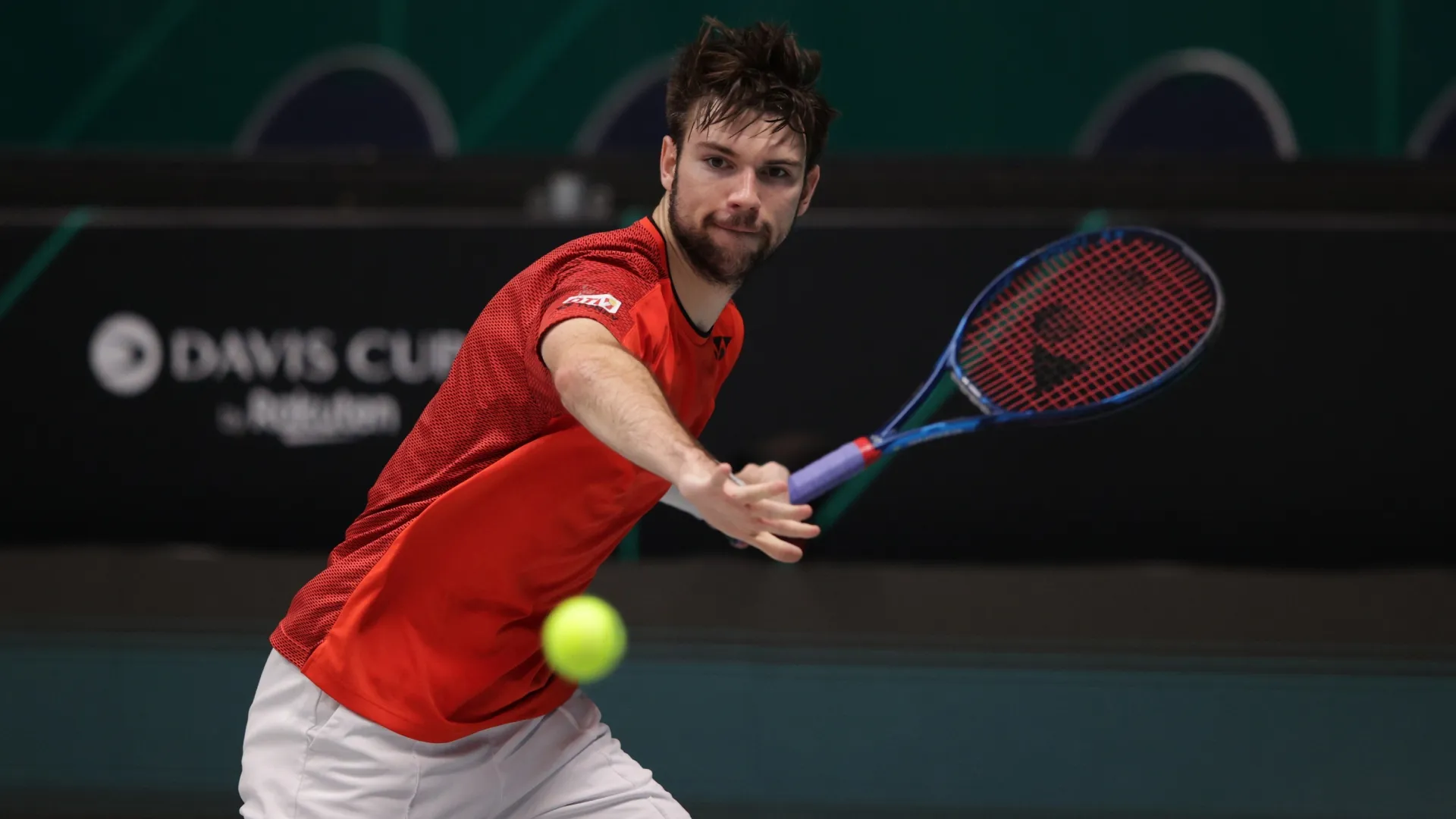 Jurij Rodionov during the Davis Cup match in 2021 (Source: Adam Pretty/Getty Images)