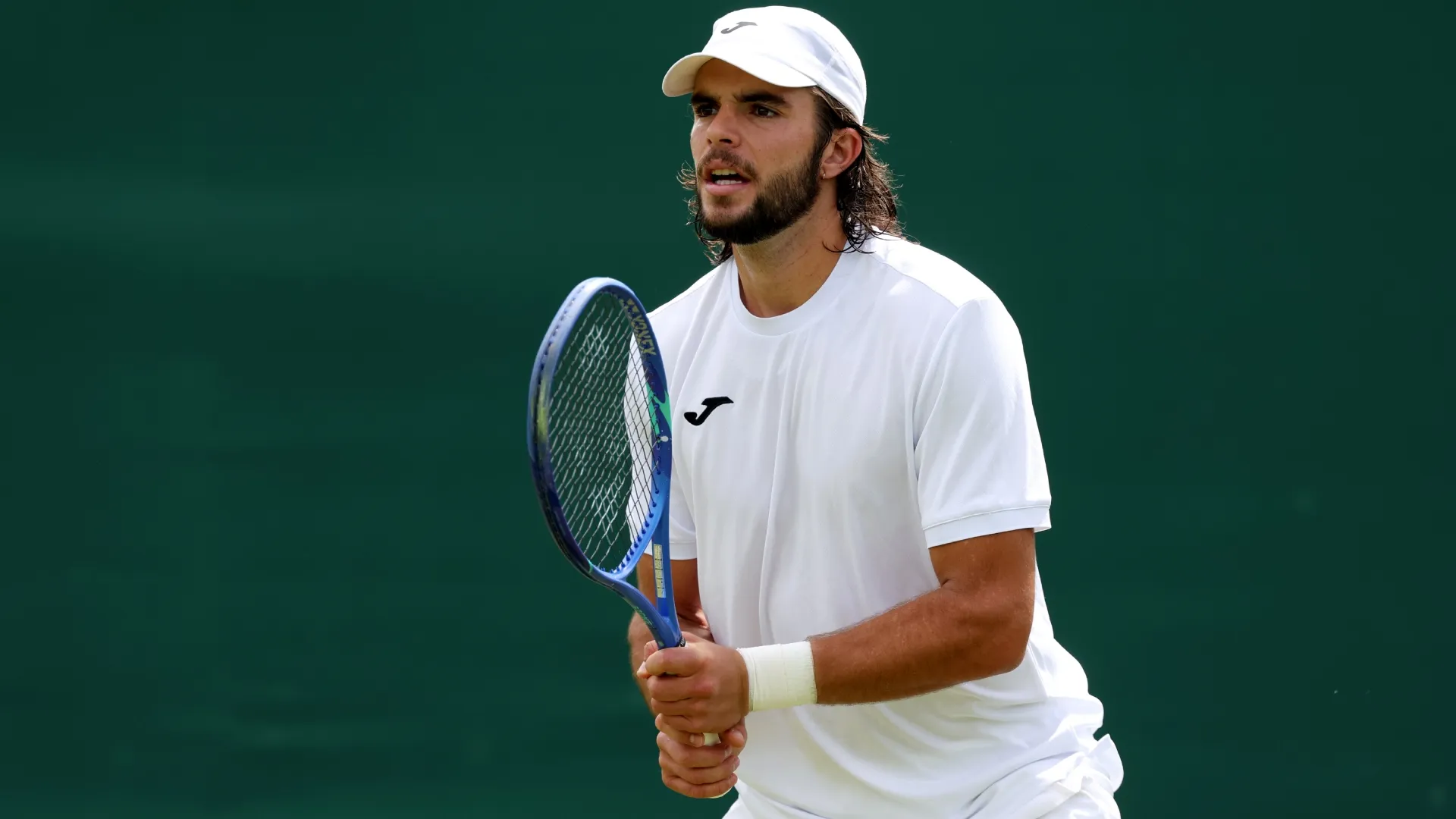 Jaime Faria during the Gentlemen’s Singles first round match on day two of The Championships Wimbledon 2026 (Source: Matthew Stockman/Getty Images)
