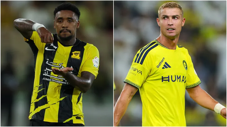 Steven Bergwijn of Al Ittihad and Cristiano Ronaldo of Al Nassr