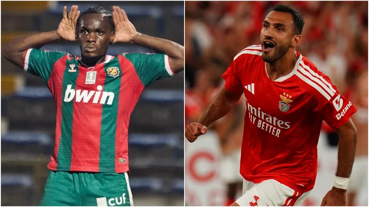 Maurice Boakye of CS Maritimo and Vangelis Pavlidis of Benfica