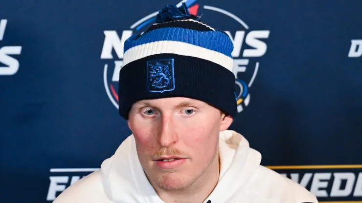 Patrik Laine #92 of Finland at 4 Nations Face-Off.