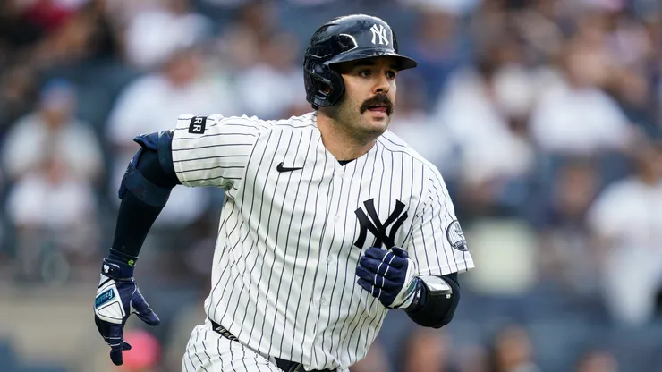 Austin Wells #28 of the New York Yankees runs out.