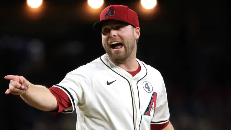 Starting pitcher Corbin Burnes #39 of the Arizona Diamondbacks reacts.