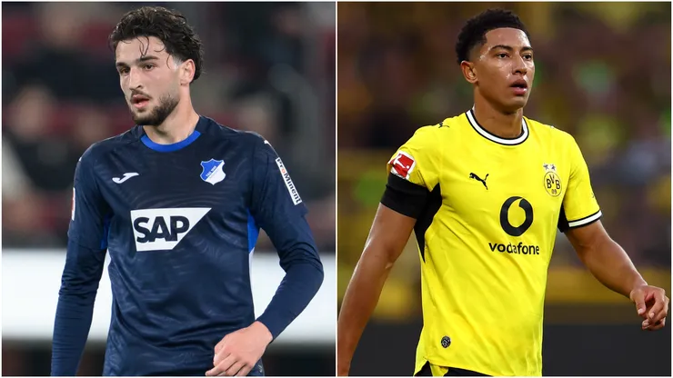 Leon Avdullahu of Hoffenheim and Jobe Bellingham of Borussia Dortmund