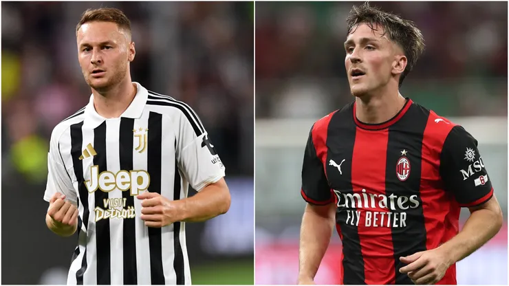 Teun Koopmeiners of Juventus and Alexis Saelemaekers of AC Milan