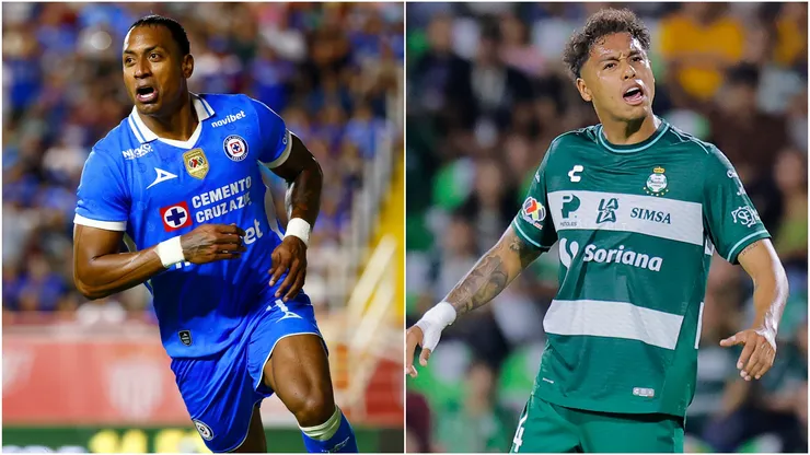Willer Ditta of Cruz Azul and Efrain Orona of Santos Laguna