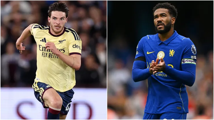 Declan Rice of Arsenal and Reece James of Chelsea