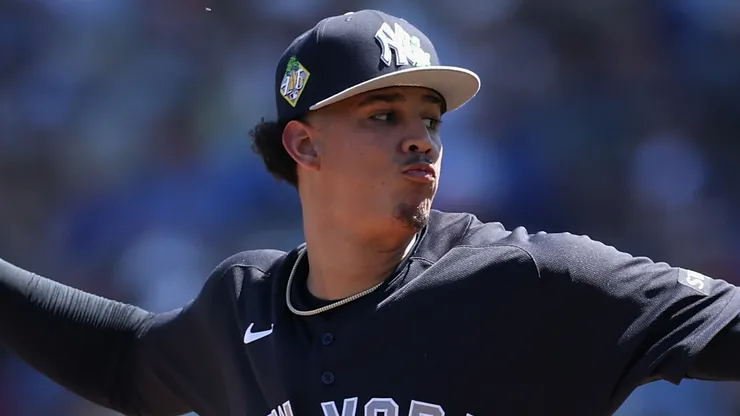 Starting pitcher Carlos Lagrange #84 of the New York Yankees pitches.