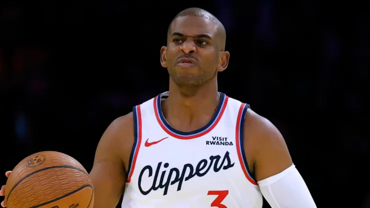 Chris Paul #3 of the Los Angeles Clippers dribbles.